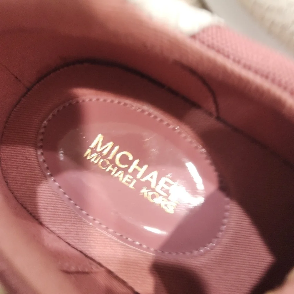 Michael Kors Pink & White Suede Leather Snake Sneakers Women’s Size 8 - Picture 7 of 8